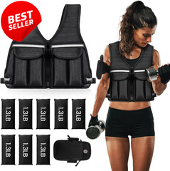 Adjustable Weighted Vest 0-18lb Men Women Removable Sandbags Running Training –