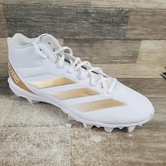 Adidas Adizero Impact.2 Cleats Sz 13 White Gold Lace-Up Football Cleat