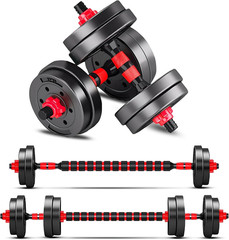 Adjustable-Dumbbells-Sets,Free Weights-Dumbbells Set of 2 Convertible to Barbell