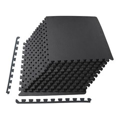 BalanceFrom Fitness 48 Sq Ft Interlocking EVA Foam Exercise Mat Tiles, Black