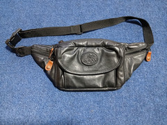 CedarWoods Fanny Pack Bag Black Faux Leather Nylon Adjust Strap NWOT