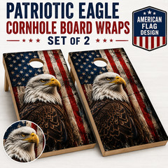Patriotic Eagle Cornhole Board Wraps Set of 2 American Flag Vinyl 24×48