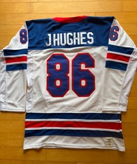 New Mens Jack Hughes USA Olympics Hockey Jersey – size large – Milan Olympics