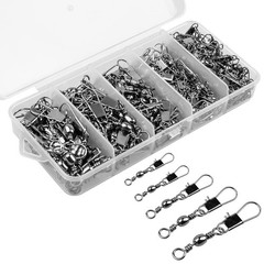 ReeMoo 200PCS Fishing Rolling Ball Bearing Barrel Swivel with Safety Snap…