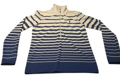 Polo Golf Ralph Lauren Men’s M Blue & White Striped 1/2 Zip Long Sleeve