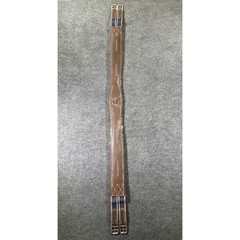 Brown Leather Contoured English Horse Girth 54 Inch with Elastic Roller Buckles