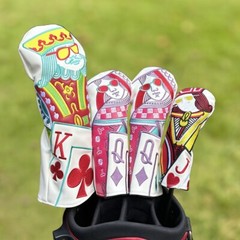 Playing Cards Golf Head Wood Covers Driver Fairway 3 Woods Hybrid PU Headcovers