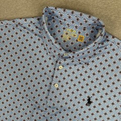 Ralph Lauren Performance Polo Shirt Mens Medium Blue Floral Medallion Golf AOP