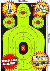 10 CT – Reactive Splatter Shooting/Range Targets Burst – 12»x18» – 4 Bullseyes