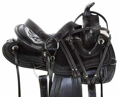 Western Leather Saddle Gaited Bars Padded Seat 14»to18″ free ship