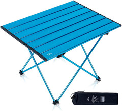 Ultralight Compact Camping Folding Table with Carry Bag (Blue – L)