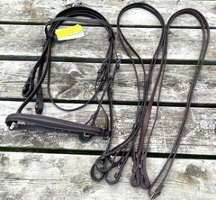 Silver Fox Havana English Weymouth double show bridle w/2 sets reins full horse