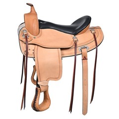 18 In Hilason Western Draft Horse Wide Gullet Trail American Leather Saddle