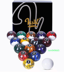 16-Piece Billiard Ball Set, Marble Swirl & Classic Style Pool Table Balls