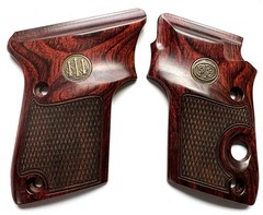 Beretta 32 Tomcat Grips / Beretta 21 Bobcat Grips Rosewood Checkered Medallions