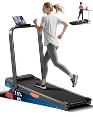 CURSOR FITNESS 15% INCLINE WALKING PAD TREADMILL WITH HANDLE BAR – BLACK