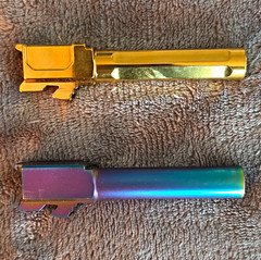 GLOCK 19 9×19 9mm Luger Fluted Stainless Steel Barrels Gold Is Ported/Rainbow