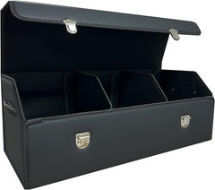 Foldable Faux Leather Car Trunk Organizer with Lid – 3 Compartments
