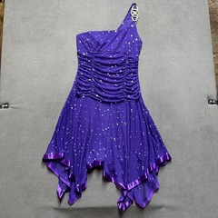 DEB Skating Dress Women Junior S (3-5) Purple Ruched Bodice Irregular Hemline