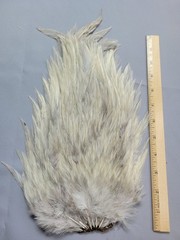 Lot 261, Dyed Dun X-Large India Rooster Streamer Saddle Feathers
