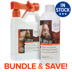 UltraCruz Equine Foaming Horse Shampoo w/ Applicator and Refill Bundle 32oz Each