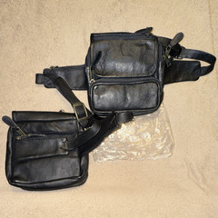 2 Black Leather Waist Pack Zip Closure 2 Pockets – colombian leather