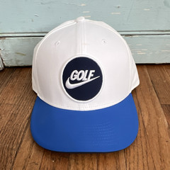Nike Structured White/Blue/Black Adjustable One Size Golf Hat Solid Logo