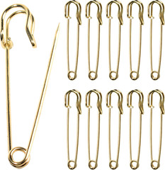 10 Pack 4 Inch Stainless Steel Large Safety Pins, for Clothes Leather Canvas Bla