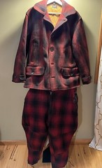 Vtg Drybak Buffalo Plaid Hunting Coat & Pants Wool Red & Black Men’s Cabin Decor