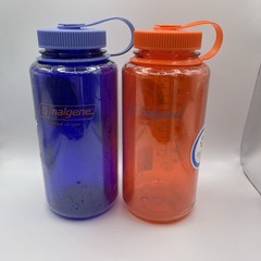 Nalgene 32oz Wide Mouth Water Bottles Lot 2 BPA Free Blue Orange USA
