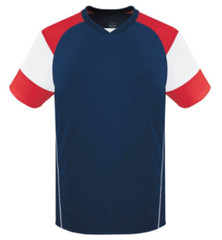 High Five Youth Unisex Mundo Essortex Large Navy White Scarlet Soccer Jersey New
