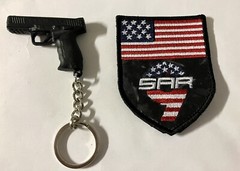 2023 Shot Show Morale Patch Sar USA & Sarsilmaz Sar 9 Gun Keychain