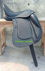 Leather Dressage Double flap Black Saddle Adjustable Gullets, Size 17″ to 18″