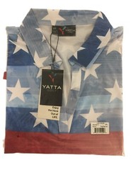 Yatta Woman’s Red/WH/BL Golf Performance USA Flag Patriotic Polo Shirt size 3XL