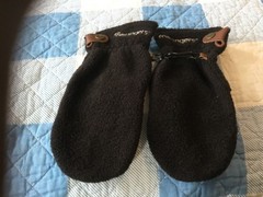 Hot Fingers Child’s Medium M Black FLeece Mittens with Pigskin Leather Trim