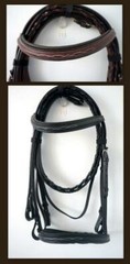 Black/Brown English Hunter Padded NB BB Bridle Leather laced Reins Full Cob Pony