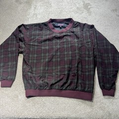 Vintage 90s PGA Tour Golf Windbreaker Pullover Plaid Maroon Golfer Size Large