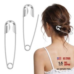 2-Pack 5.3″ Jumbo Safety Pins for Hair Clip Clothes – Stainless Steel Heavy