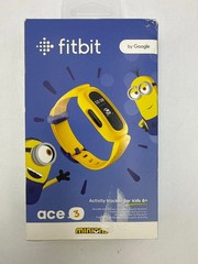 Fitbit Ace 3 Activity Fitness Tracker Kids Yellow & Blue Band w/ Charger Minions