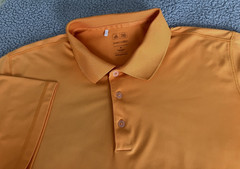 ADIDAS GOLF Puremotion Polo Shirt Men XL Orange Performance Stretch Short Sleeve