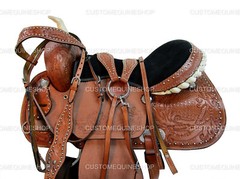 CROSS TOOLED WESTERN HORSE SADDLE BARREL RACING PLEASURE BROWN TACK 15 16 17 18