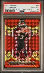 Tyler Herro 14/75 – PSA 10 RED YELLOW CHOICE Miami Heat 2023 NBA Mosaic JERSEY #