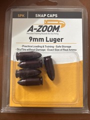 A-Zoom Snap Caps 9mm Luger Precision Metal Snap Cap 5 Pack New in Retail Package