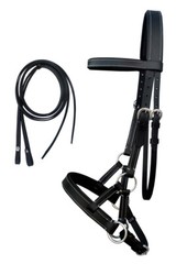 English Western Horse Leather Bitless Bridle Sidepull Halter Reins Brown 7701