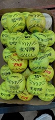 SOFTBALLS, 2 DOZEN USED, FAIR/GOOD CONDITION, 12 INCH, MIXED BRAND