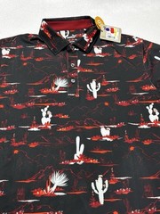 Puma MATTR Bushland Golf Polo Black Intense Red Mountains Desert Cactus NWT New