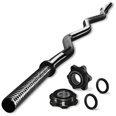 Yes4All 42 Inch Metal Weightlifting Knurled Curl Bar, Lifts Up to 480 Lb, Black