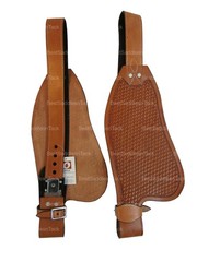 WESTERN SADDLE LEATHER FENDERS USED HAND TOOLED ADULT SIZE WITH BLEVINS BUCKLES