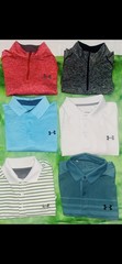 Lot 6 Men’s Medium Under Armour 4 HeatGear Polo Golf Shirt/2 Pullover 1/4 Zip
