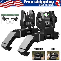 Fiber Optics Iron Sights Flip-up Front and Rear Sights 45 Degree Offset Tactical